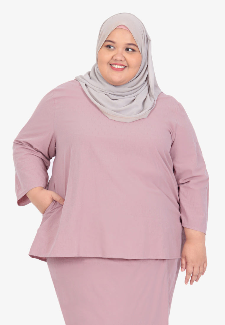 Sakinah Raya Zen Simple Kurung Kedah Set - Dusty Pink