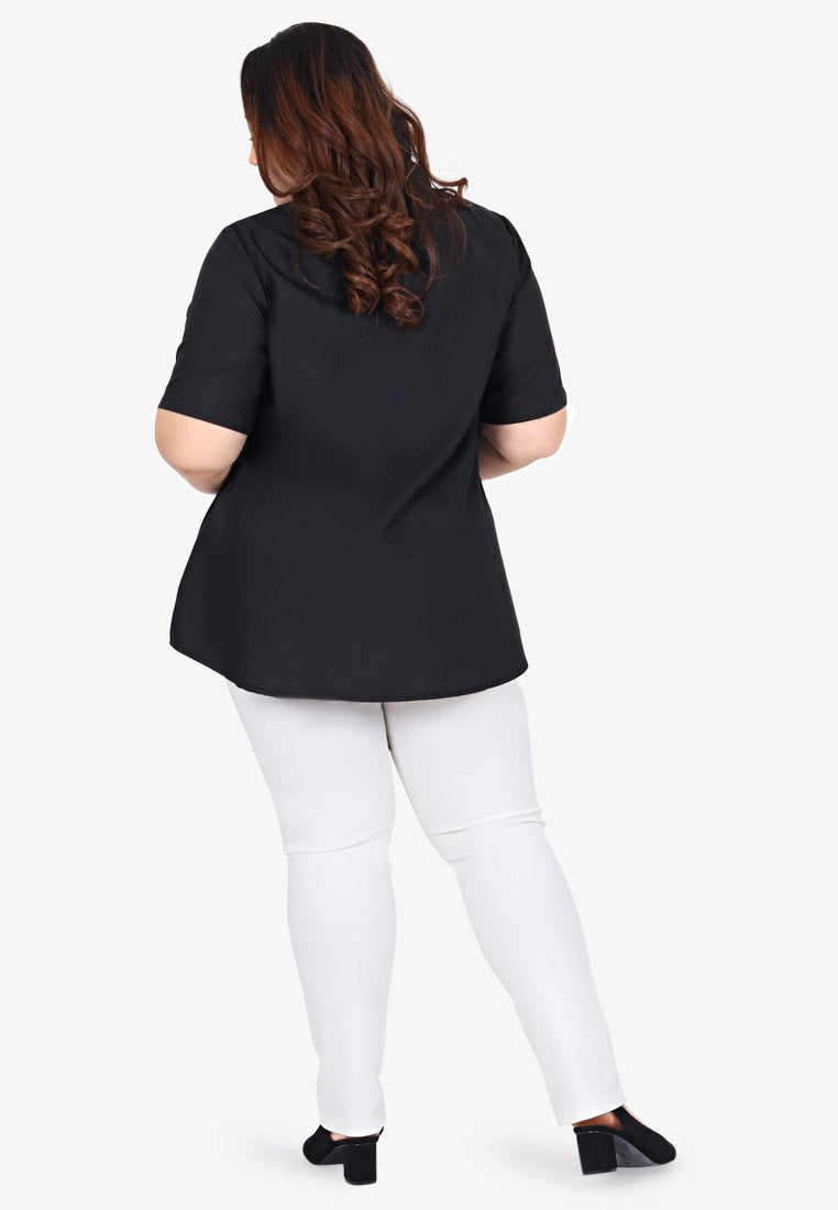Sandie Short Sleeve Basic Work Shirt - Black