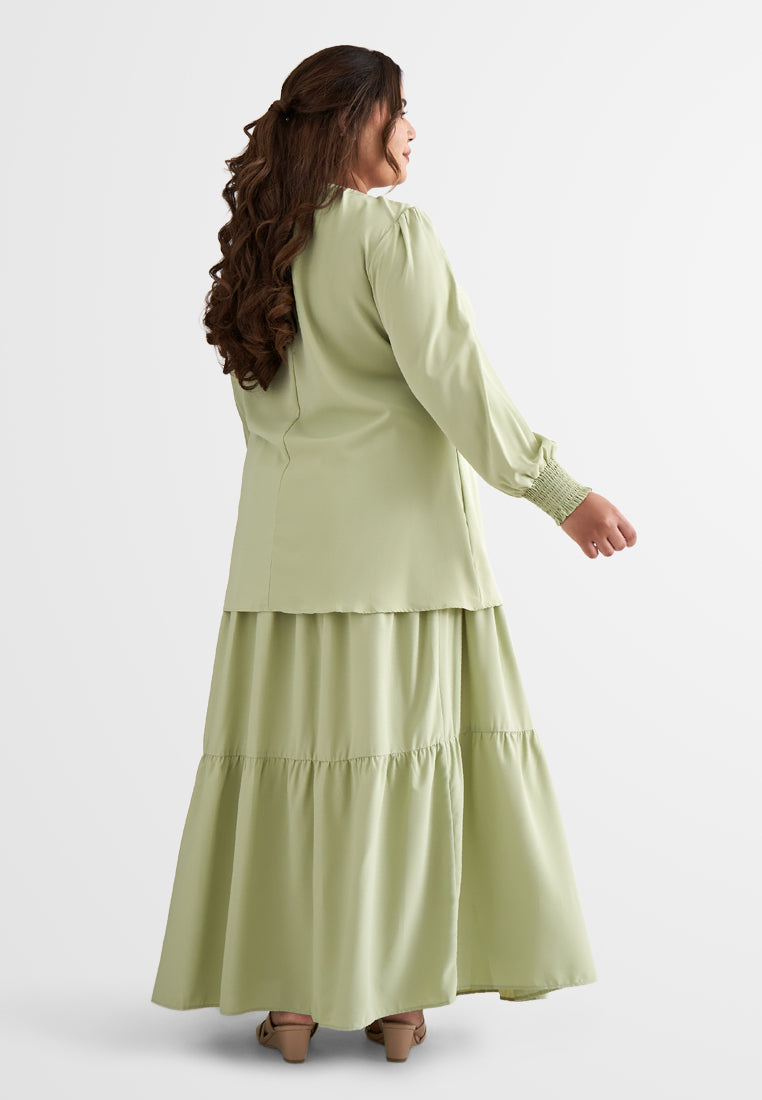 Sandria Long Tiered Skirt - Green