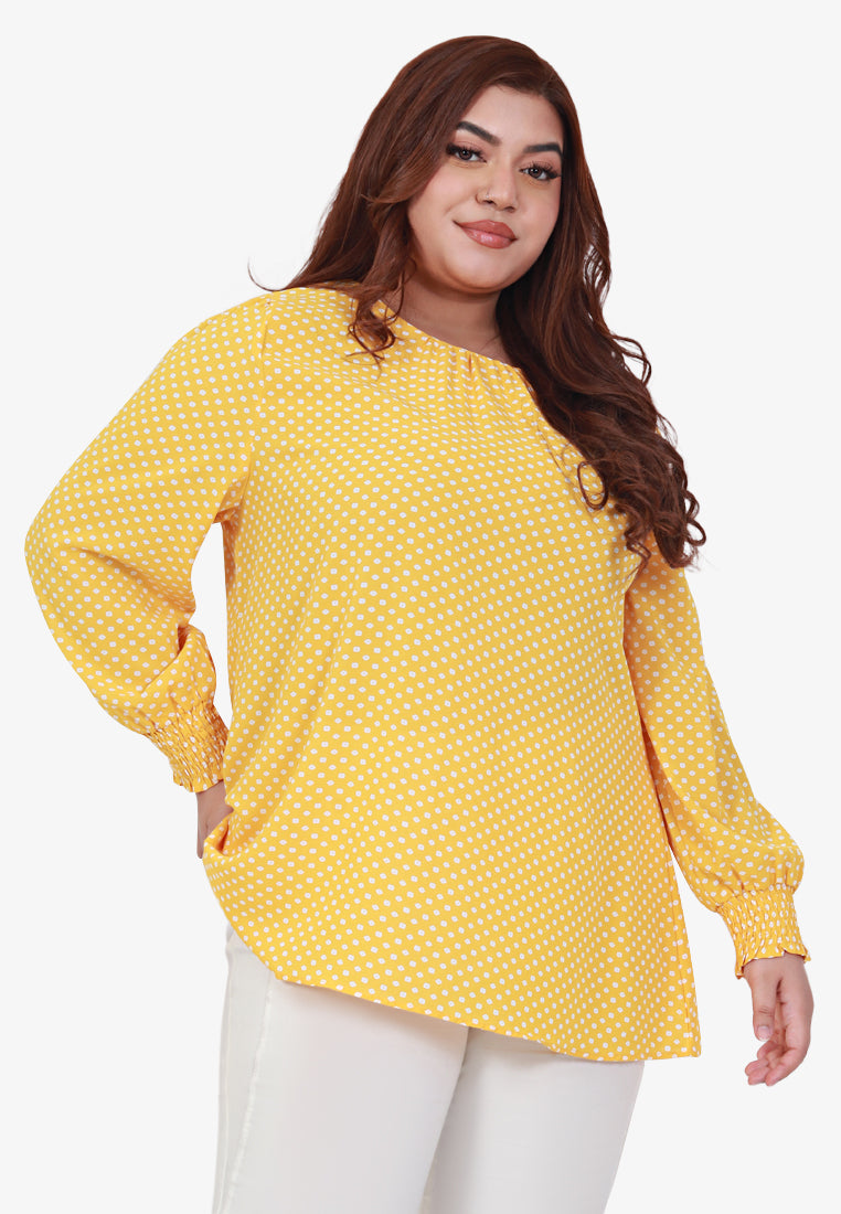 Sara Puff Sleeve Printed Blouse - Yellow
