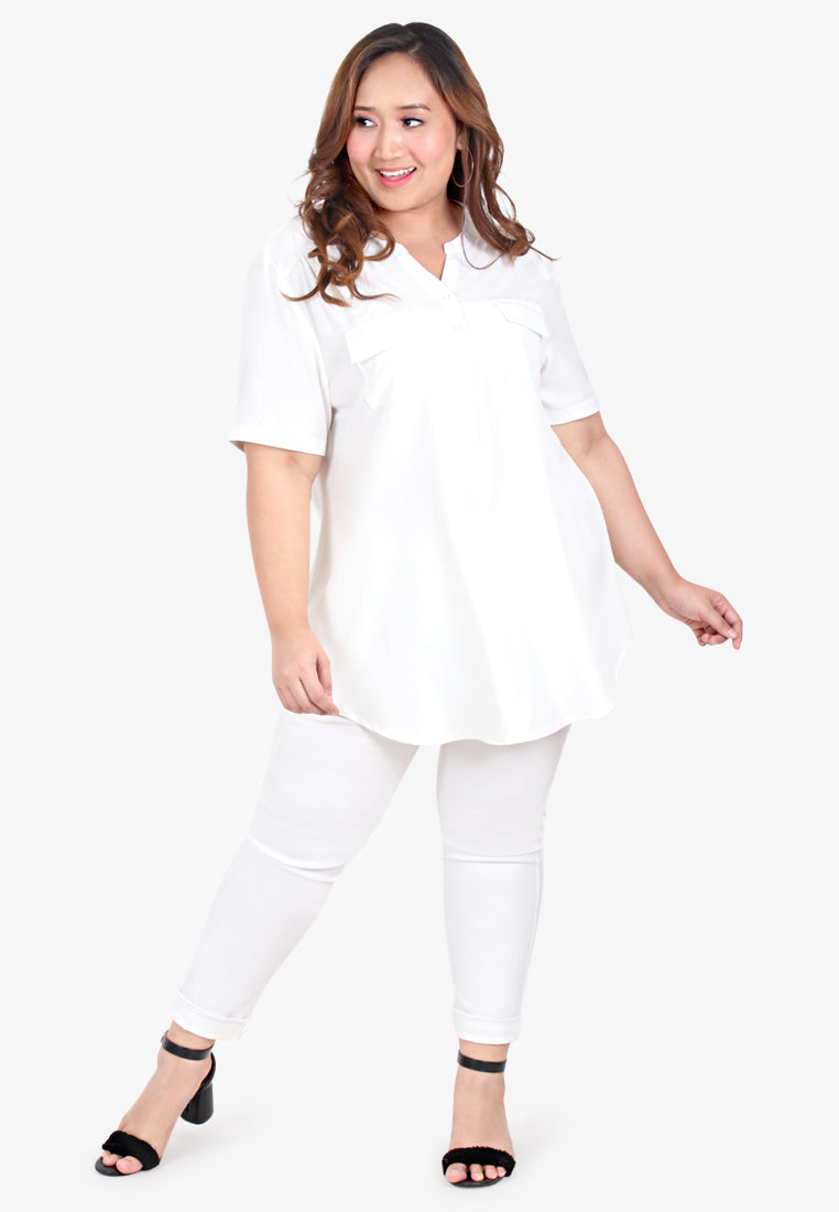 Sierra Short Sleeves Granddad Shirt - White