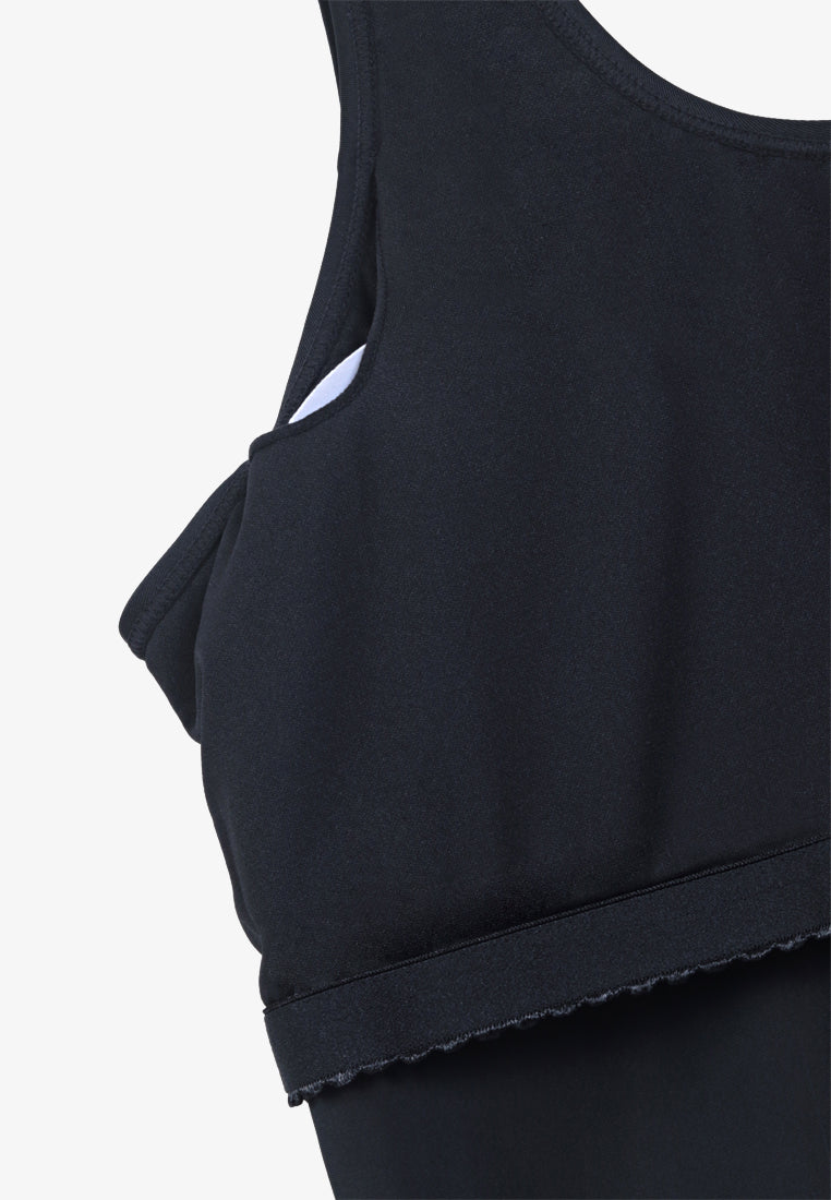 Soak Sleeveless Skirted Swimming Suit - Black