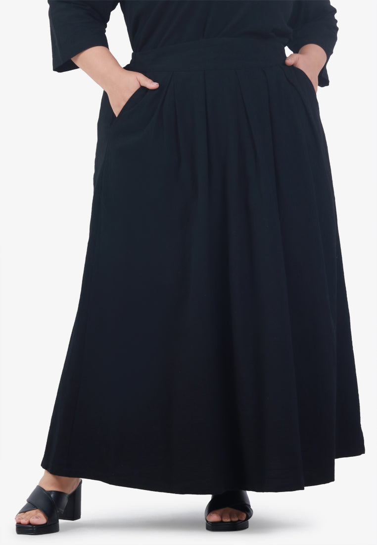 Soothe Zen 2021 Linen Pleats Skirt - Black