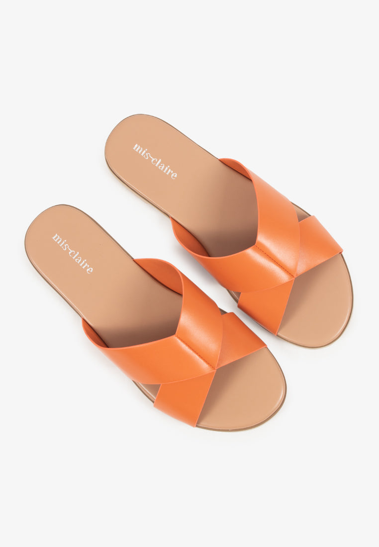 Splendora Plus-size Crossover Sandals - Khaki Orange