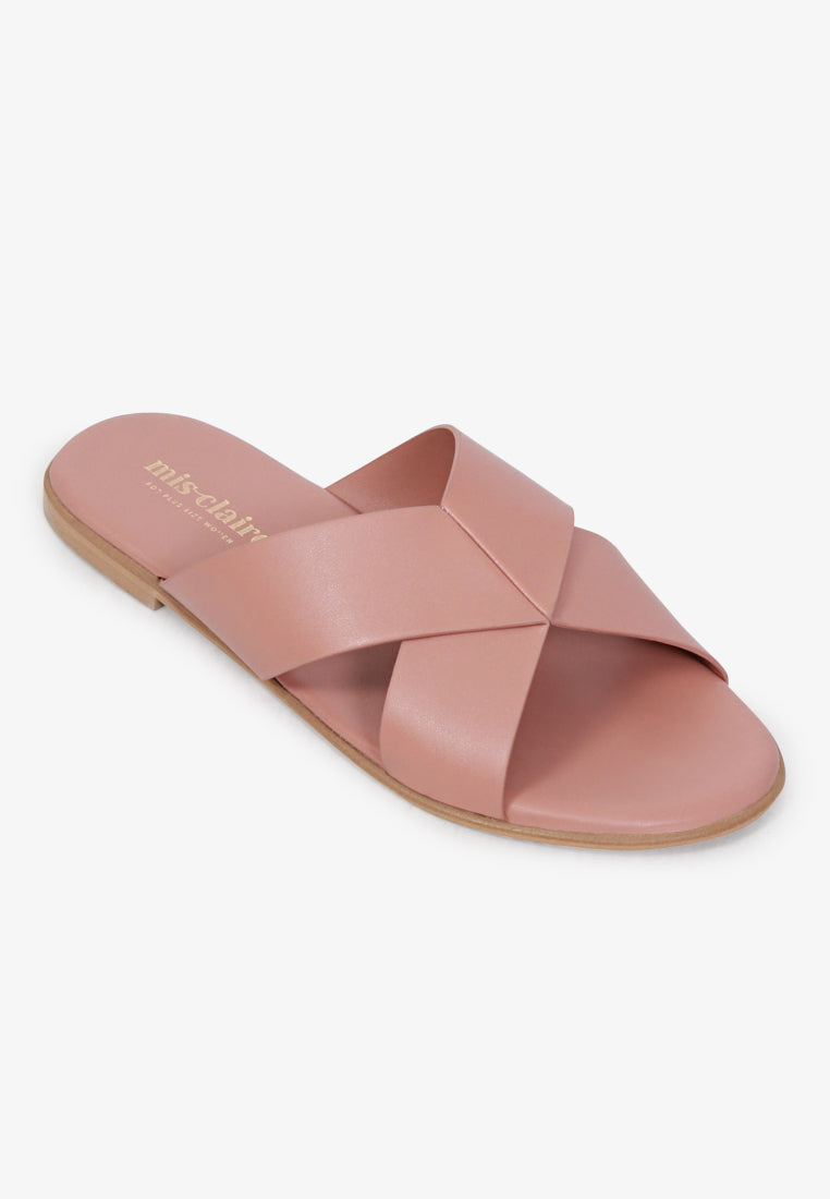 Splendora Faux Crossover Sandals - Pink