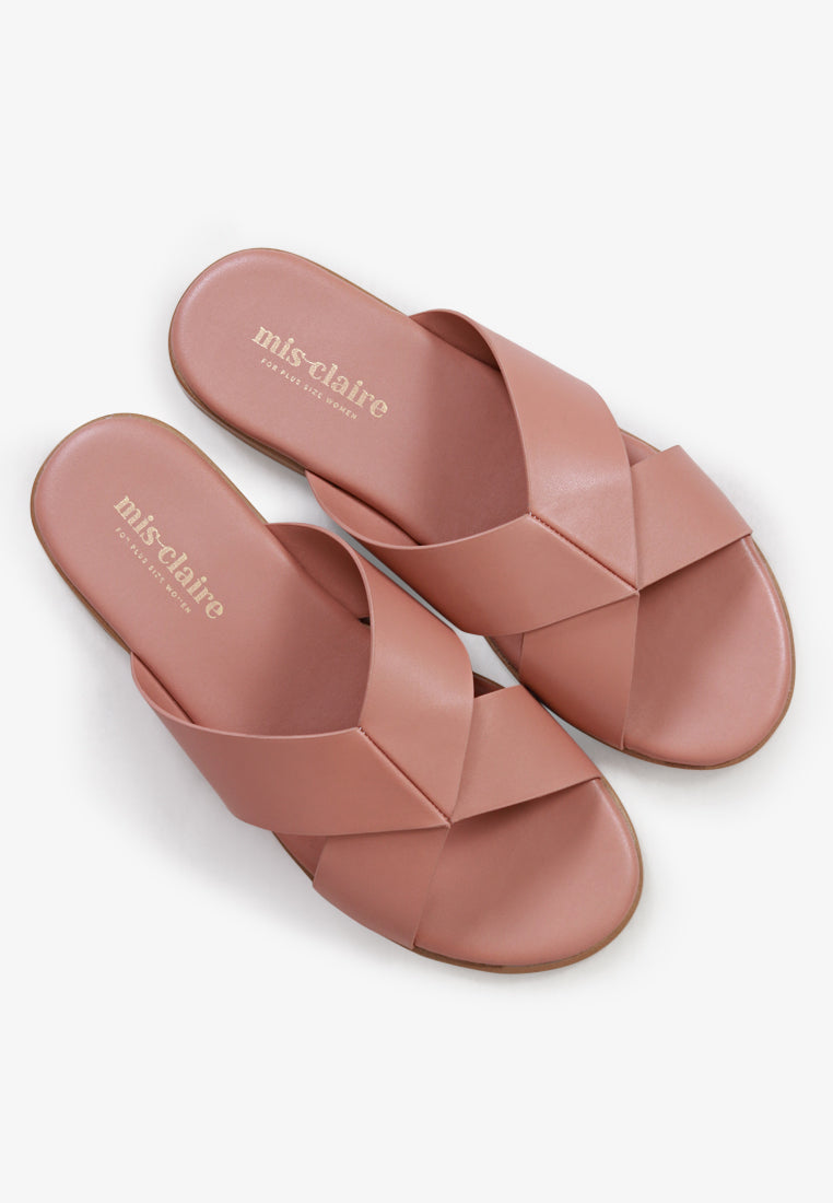 Splendora Faux Crossover Sandals - Pink