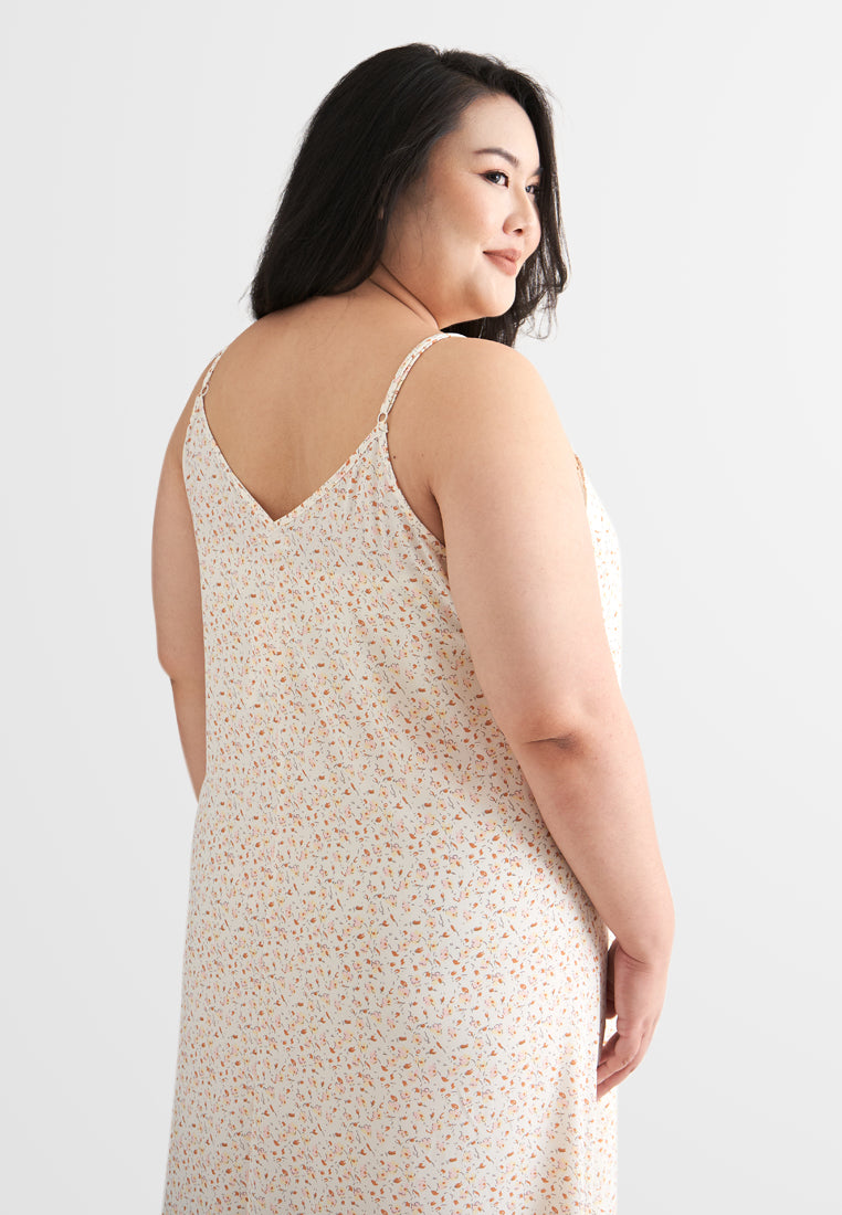 Starlet Floral Long Camisole Dress - Cream Yellow