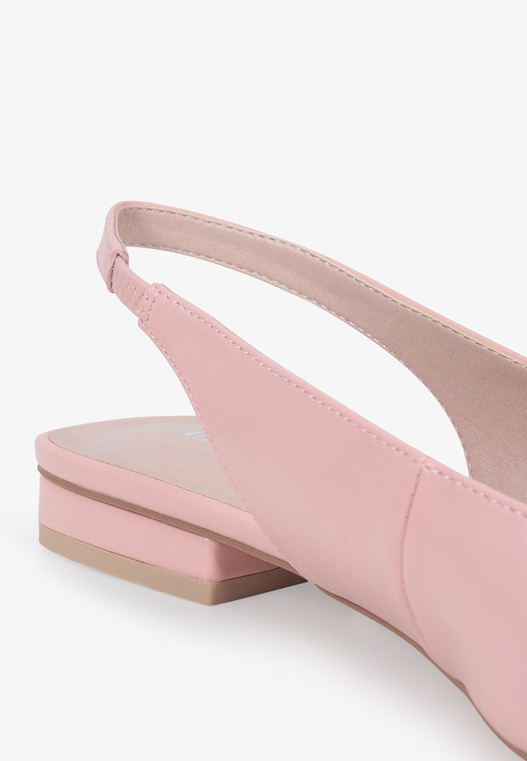 Stella Front Covered Slingback Flats - Pink