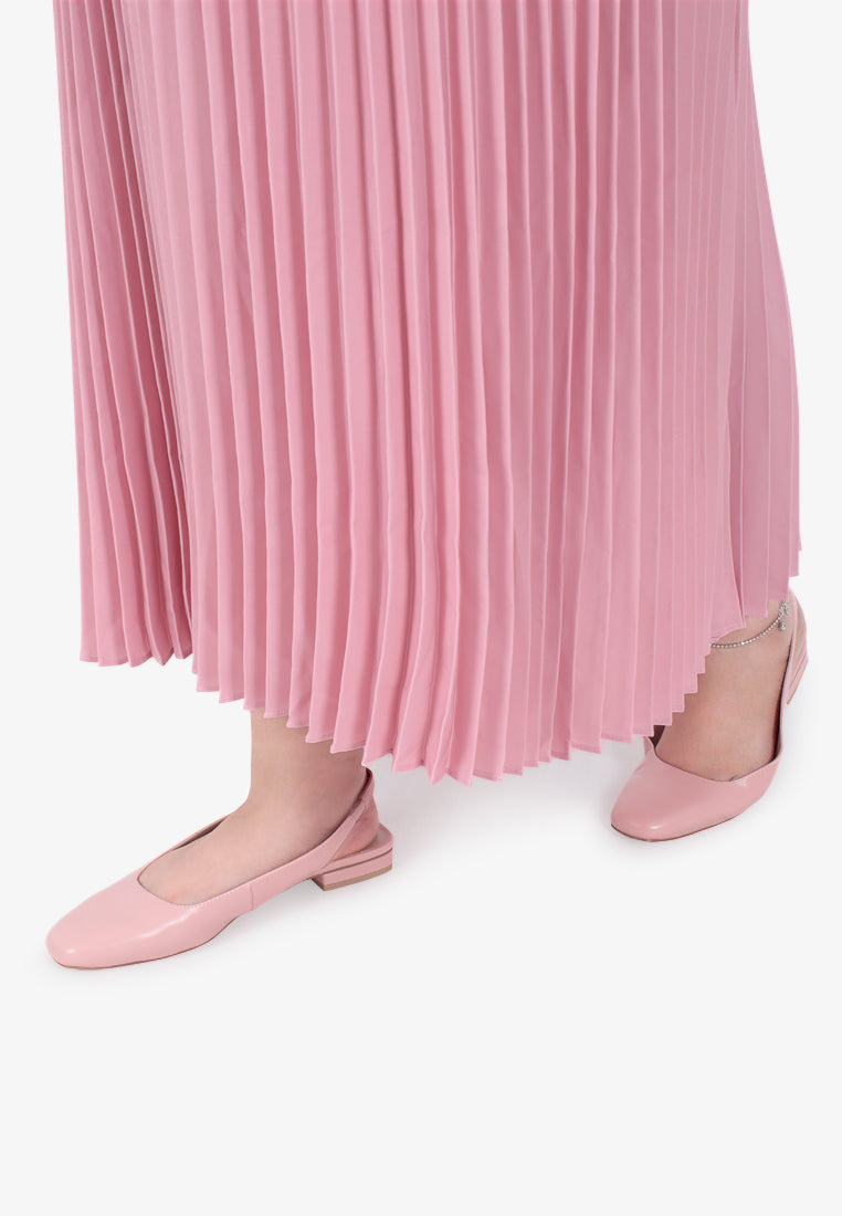 Stella Front Covered Slingback Flats - Pink