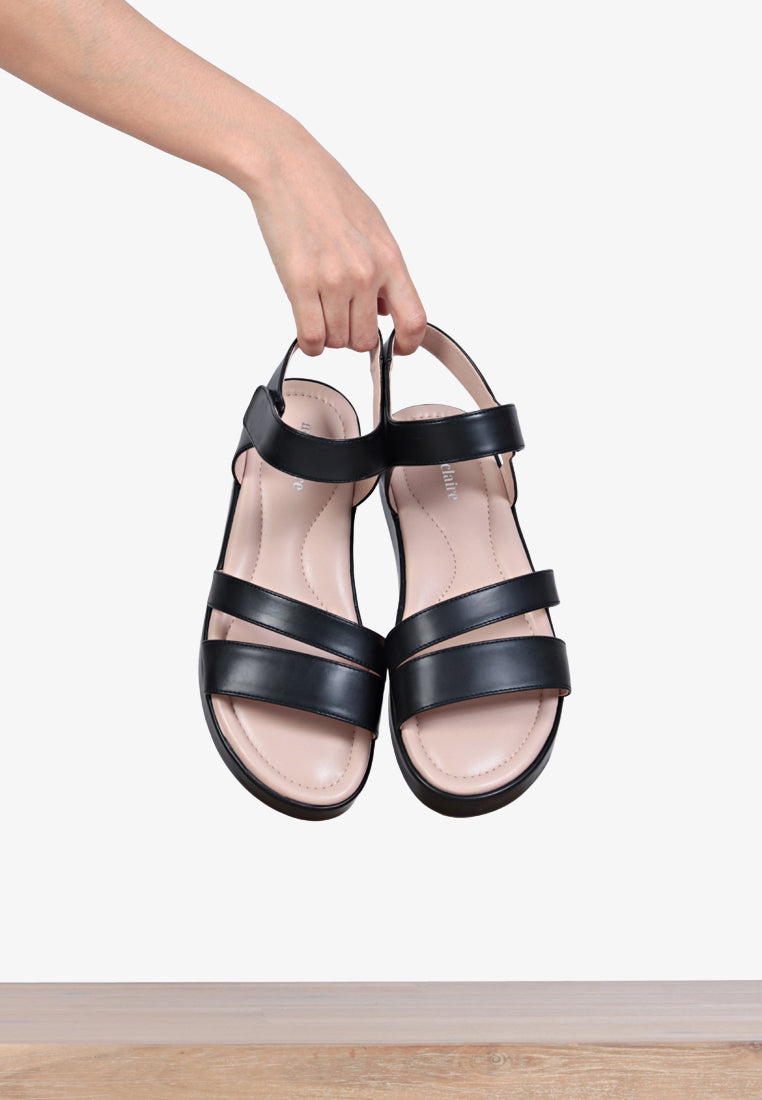 Stride Strap Platform Sandals - Black