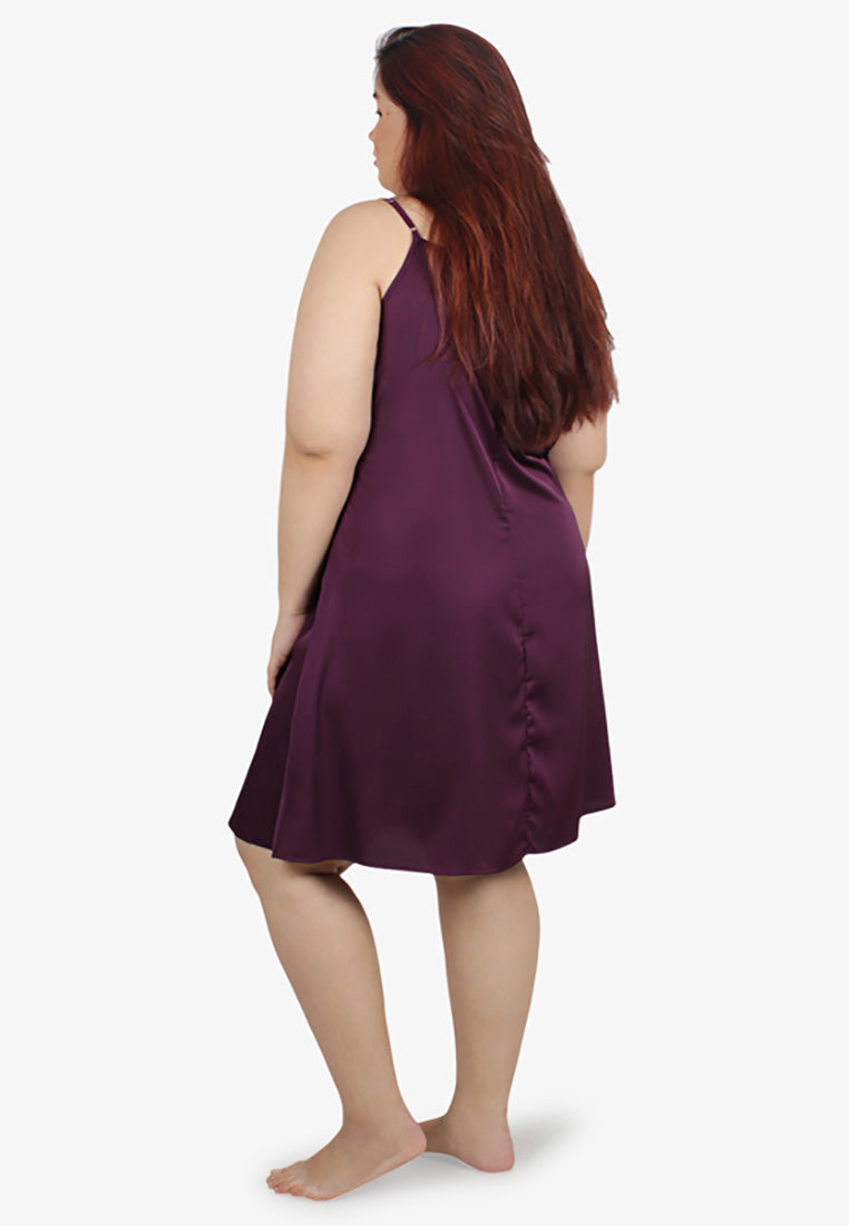 Sultry Satin Lux Sleepwear Slip Dress - Purple