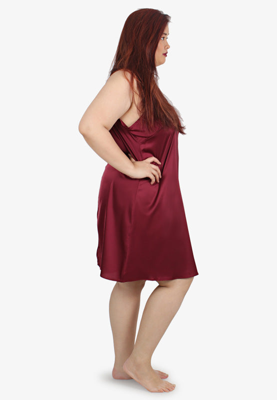 Sultry Satin Lux Sleepwear Slip Dress - Red