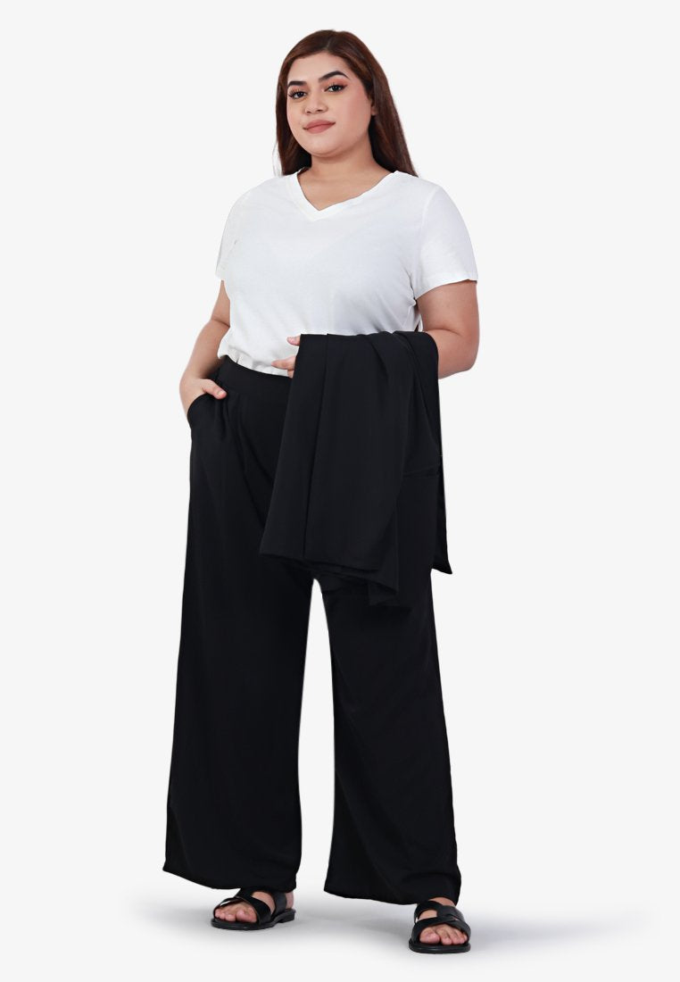 Sung Korean Inspired Lightweight Wide Pants - Black
