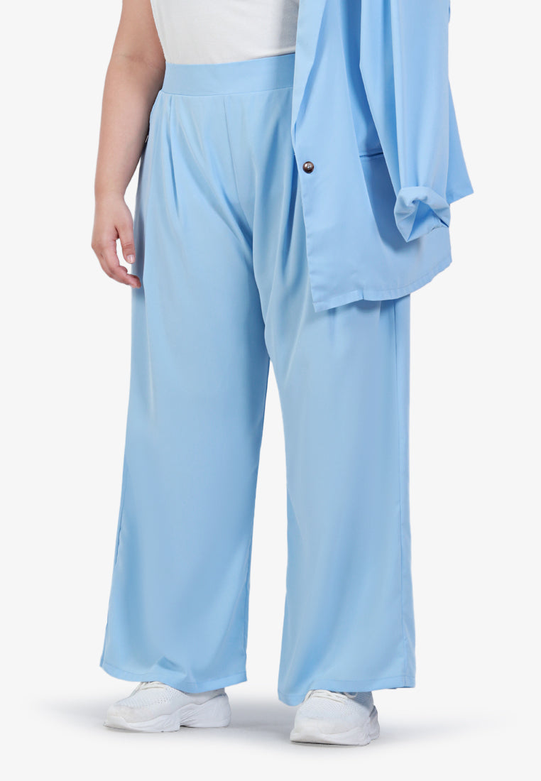 Sung Korean Inspired Lightweight Wide Pants - Sky Blue