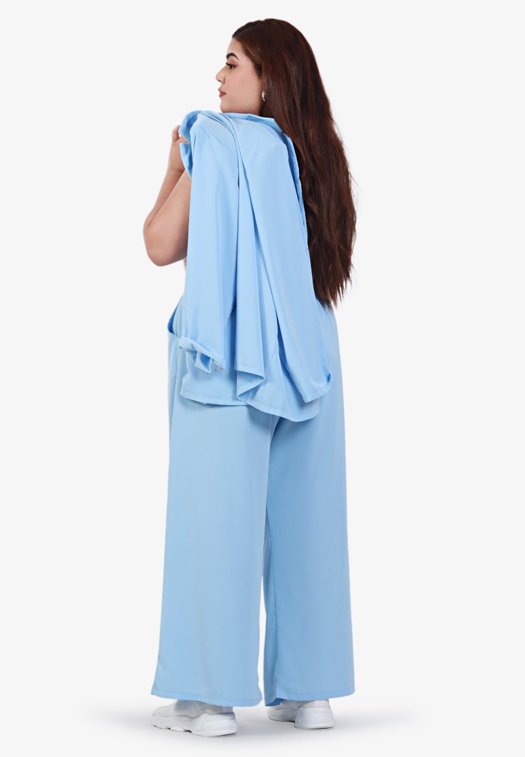 Sung Korean Inspired Lightweight Wide Pants - Sky Blue