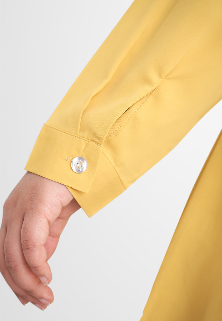 Tabbi Stand Collar Half Button Blouse - Yellow
