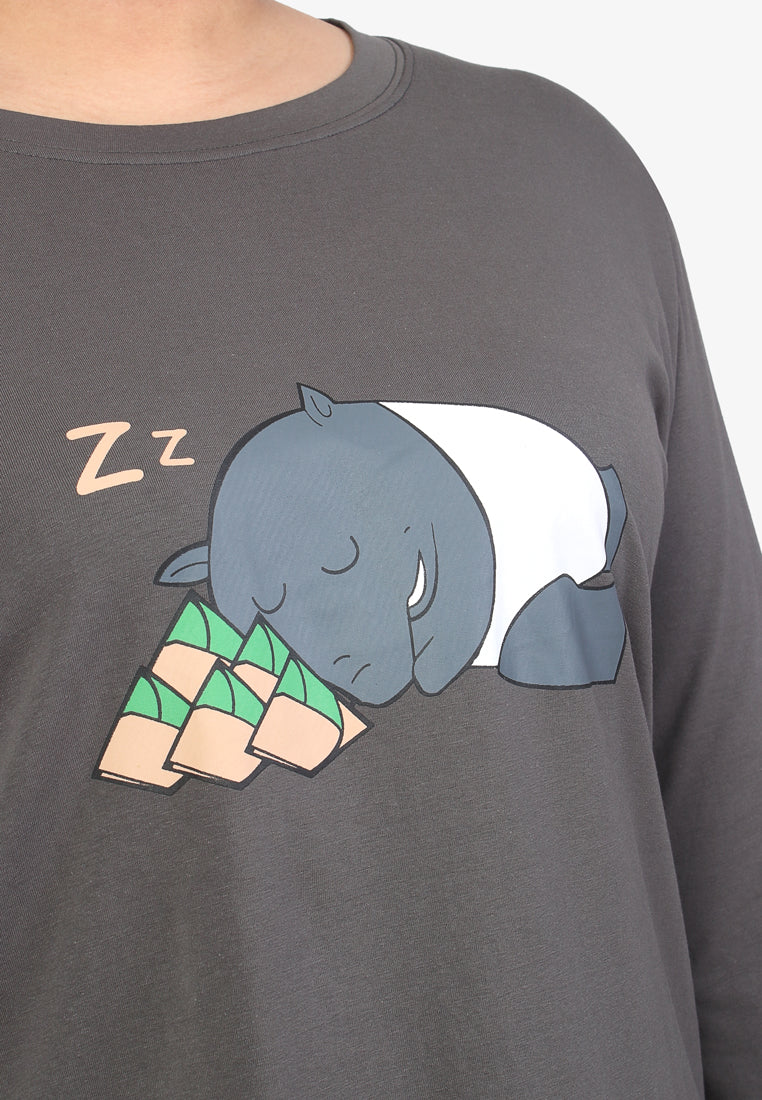 Tapir Cute Animals Sleep Tee - Cream