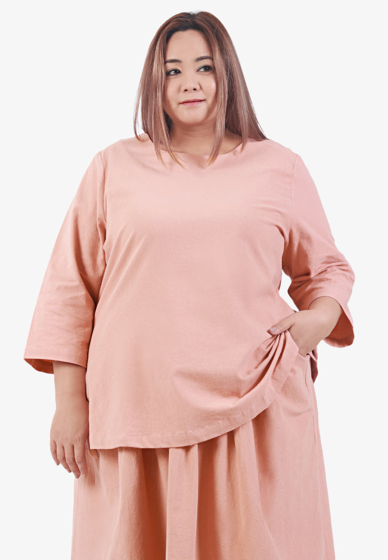 Tranquil Linen Simple Top - Peach