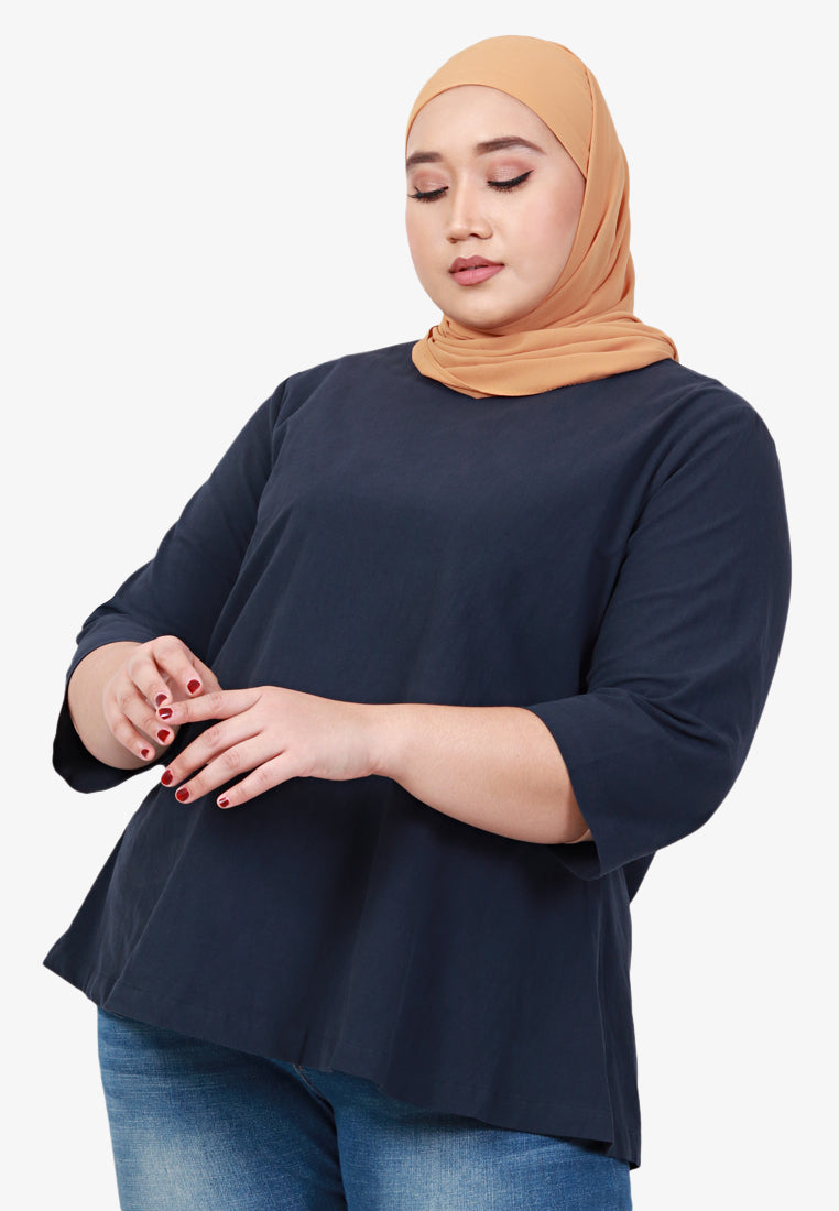 Tranquil Linen Simple Top - Navy Blue