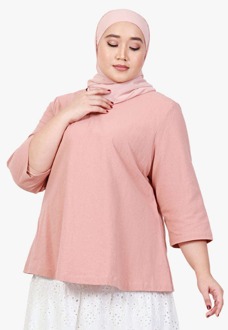 Tranquil Linen Simple Top - Peach