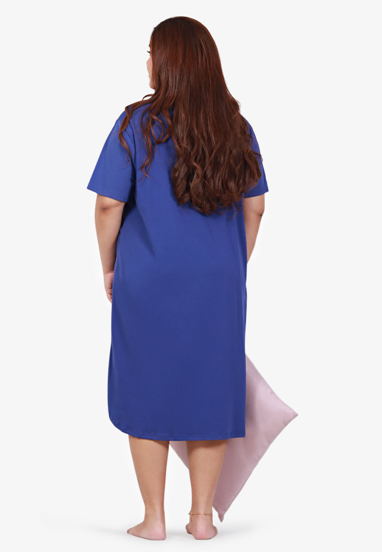 Ulani Cotton Jersey Sleep Dress - Dark Blue