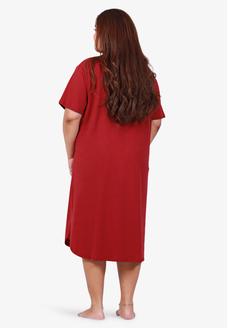 Ursula Cotton Jersey Sleep Dress - Red