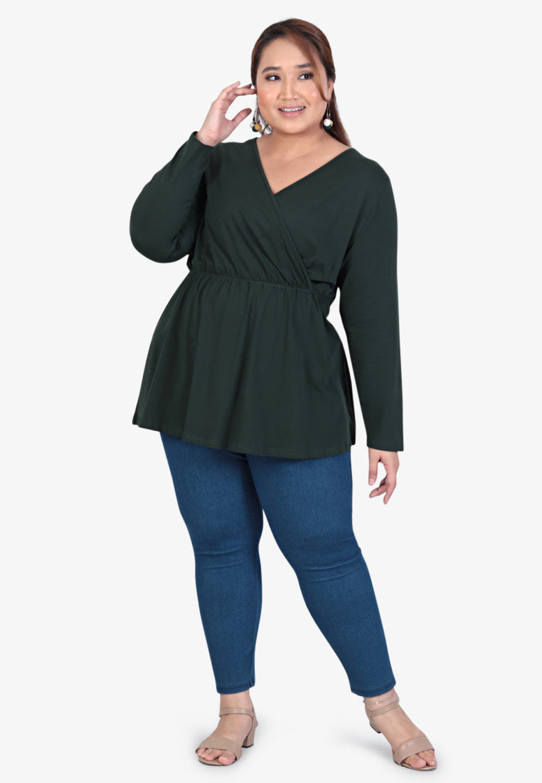 Valide BF-Friendly Casual Long Sleeve Top - Green