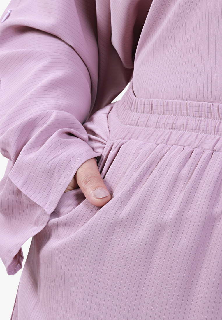 Veanna Vaccine-Friendly Sleeve Zip Kurung Pants Set - Light Pink