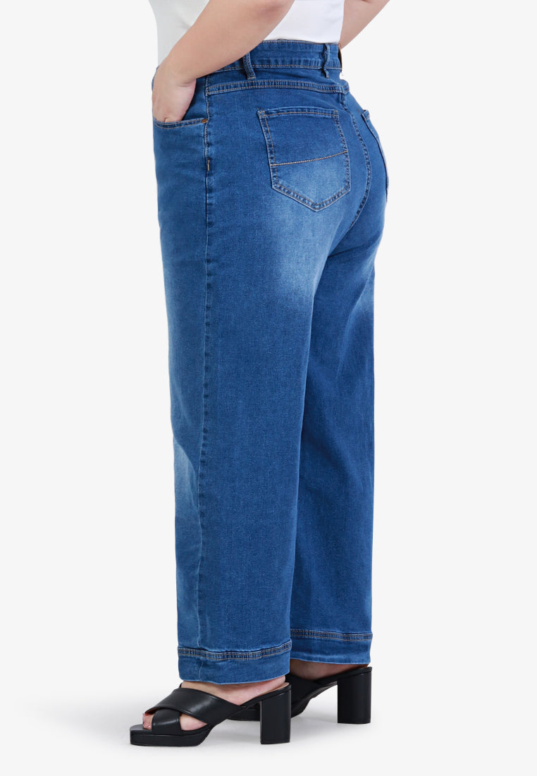 Walker Wide Leg Cropped Jeans - Blue