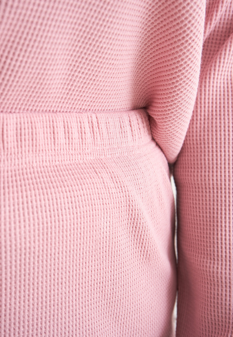 Warina Waffle Straight Cut Skirt - Pink